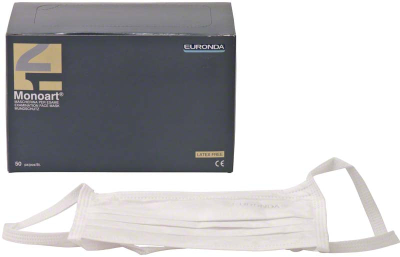 Monoart® Mund-Nasen-Schutz Protection 3, mit Bändern, 50 Stk, weiß
