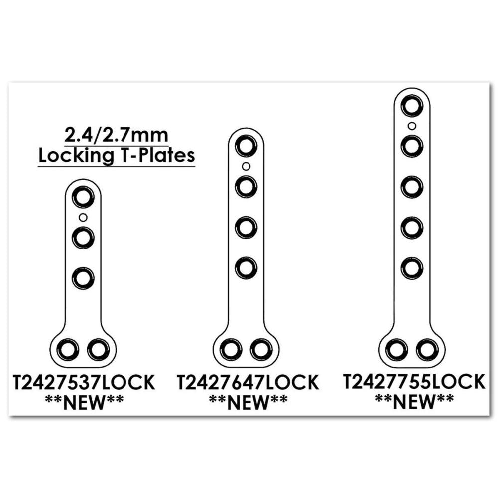 2,4/2,7 Locking-T-Platte, 6 Loch, 47mm lang T2427647LOCK
