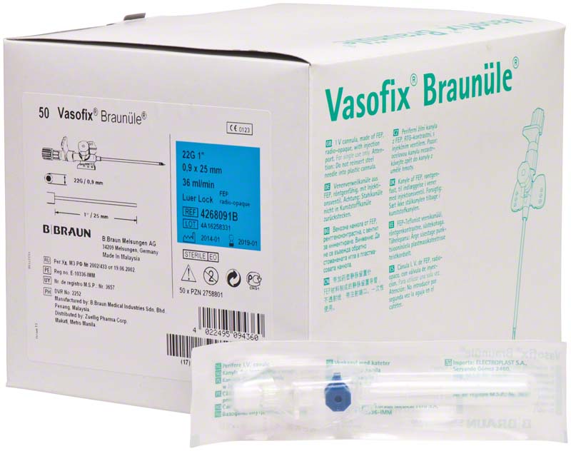 Vasofix® Braunüle®, 50 Stk, blau, G22, 0,9 x 25 mm