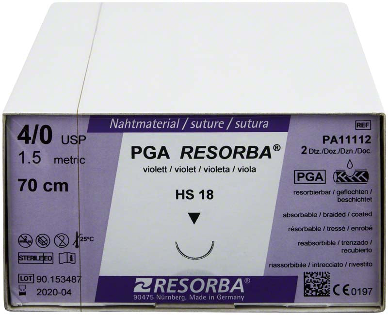 RESORBA PGA, violett, 24 Stk, 70 cm, USP 4/0, HR18