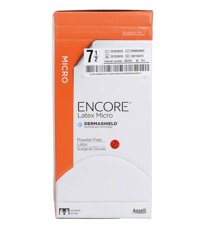 ENCORE® Latex Micro OP Handschuhe, braun, 50 Stk, Gr. 7,5