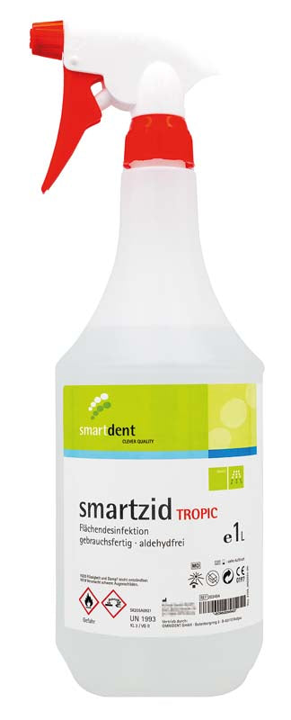smartzid Flächendesinfektion, 1 Liter Sprühflasche, tropic