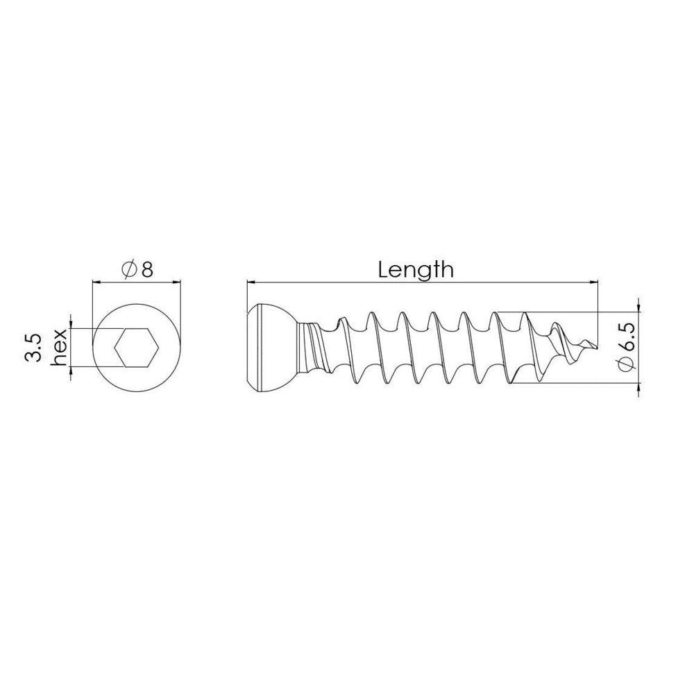 6,5 mm Spongiosaschraube, 25 mm lang (CNF6525)
