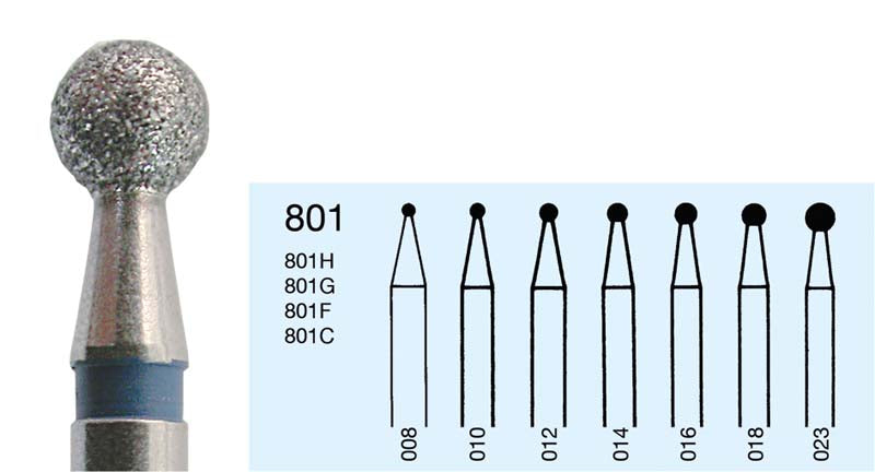 Omni Diamanten 801 für Turbine, 19 mm, standard, Kugel, ISO 023