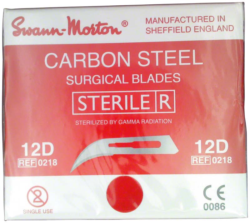Skalpellklingen Carbon Swann, Fig. 12D, Griff 3, 100 Stk steril