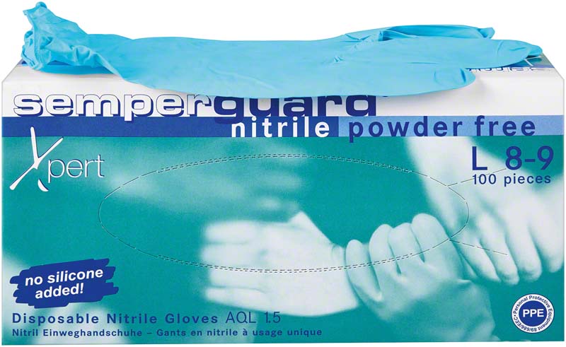semperguard Xpert Nitril Schutzhandschuhe Chemie , puderfrei, L