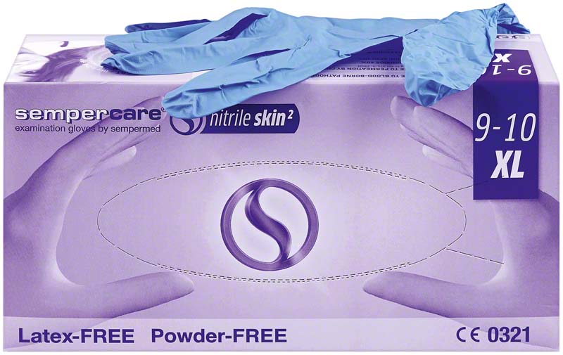 sempercare nitrile skin Nitril Untersuchungshandschuh, puderfrei, blau, XL