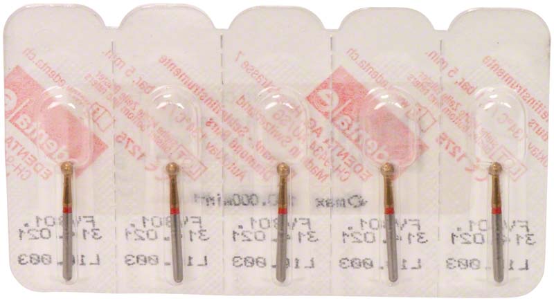 Omni K Diamantbohrer, rot, FG, ISO 014, Fig 697, 19 mm, 5 Stk