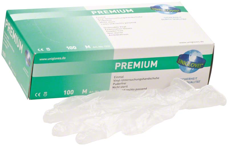 PREMIUM Vinyl Untersuchungshandschuhe, puderfrei, 100 Stk, M