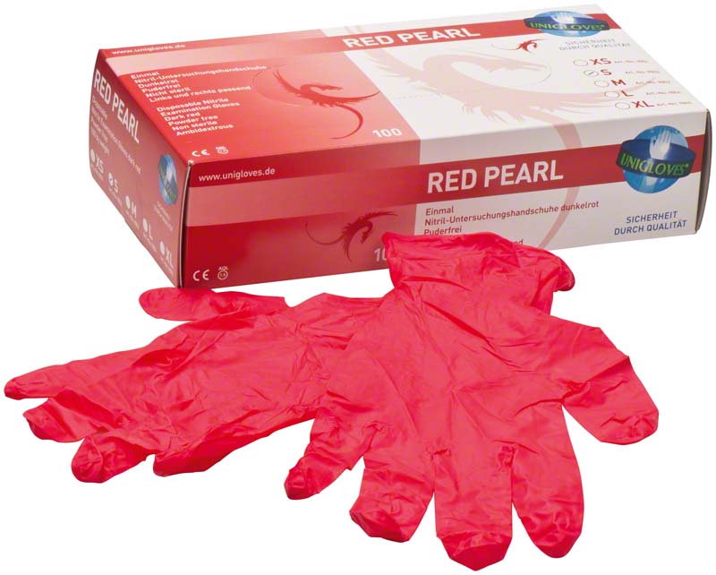 RED PEARL Nitril Untersuchungshandschuhe, 100 Stk, rot, S