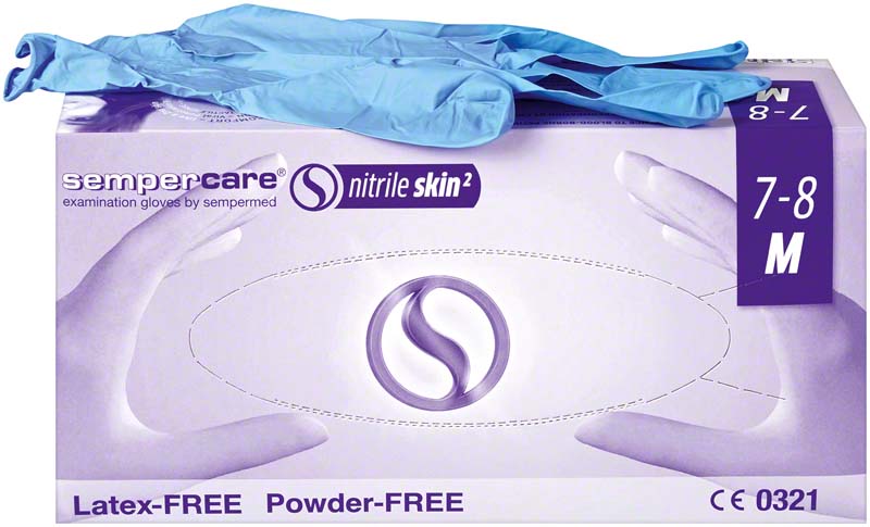sempercare nitrile skin Nitril Untersuchungshandschuh, puderfrei, blau, M