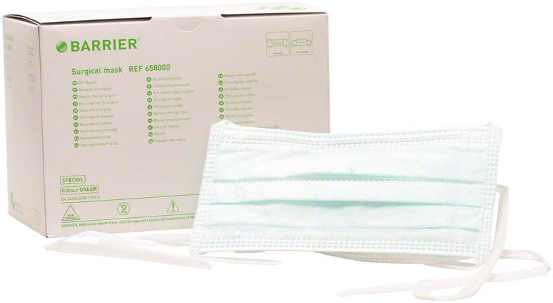 BARRIER® OP Maske Special, zum Binden, mit Formhalter, 60 Stk, grün