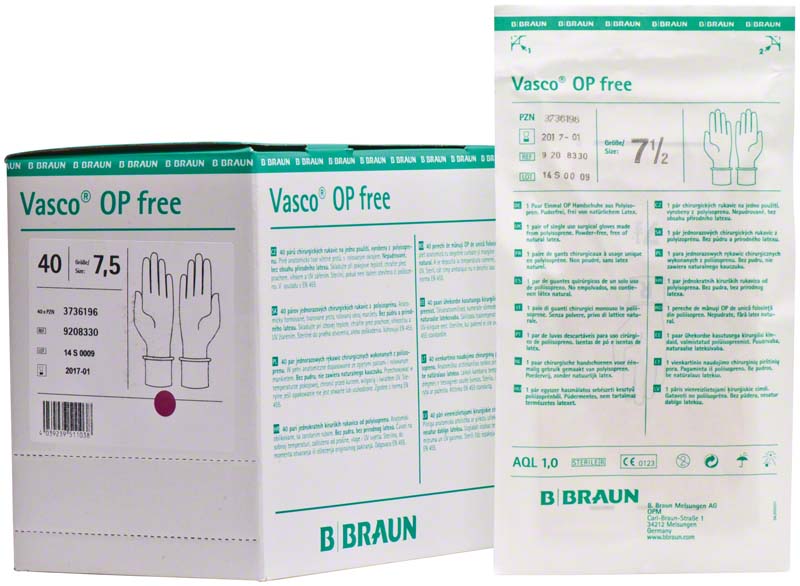 Vasco® OP Handschuhe, puderfrei, latexfrei, weiß, 40 Paar, Gr. 7,5
