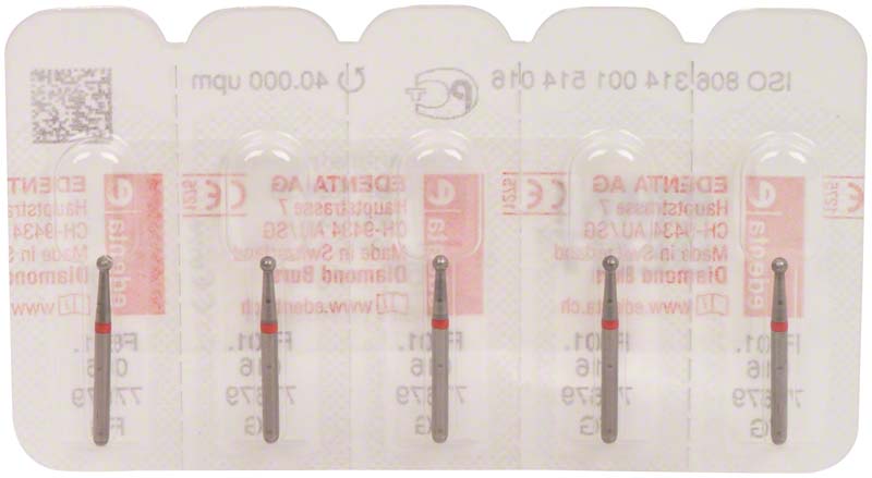 Omni Diamanten 801 für Tubine, 19 mm, rot fein, Kugel, ISO 016