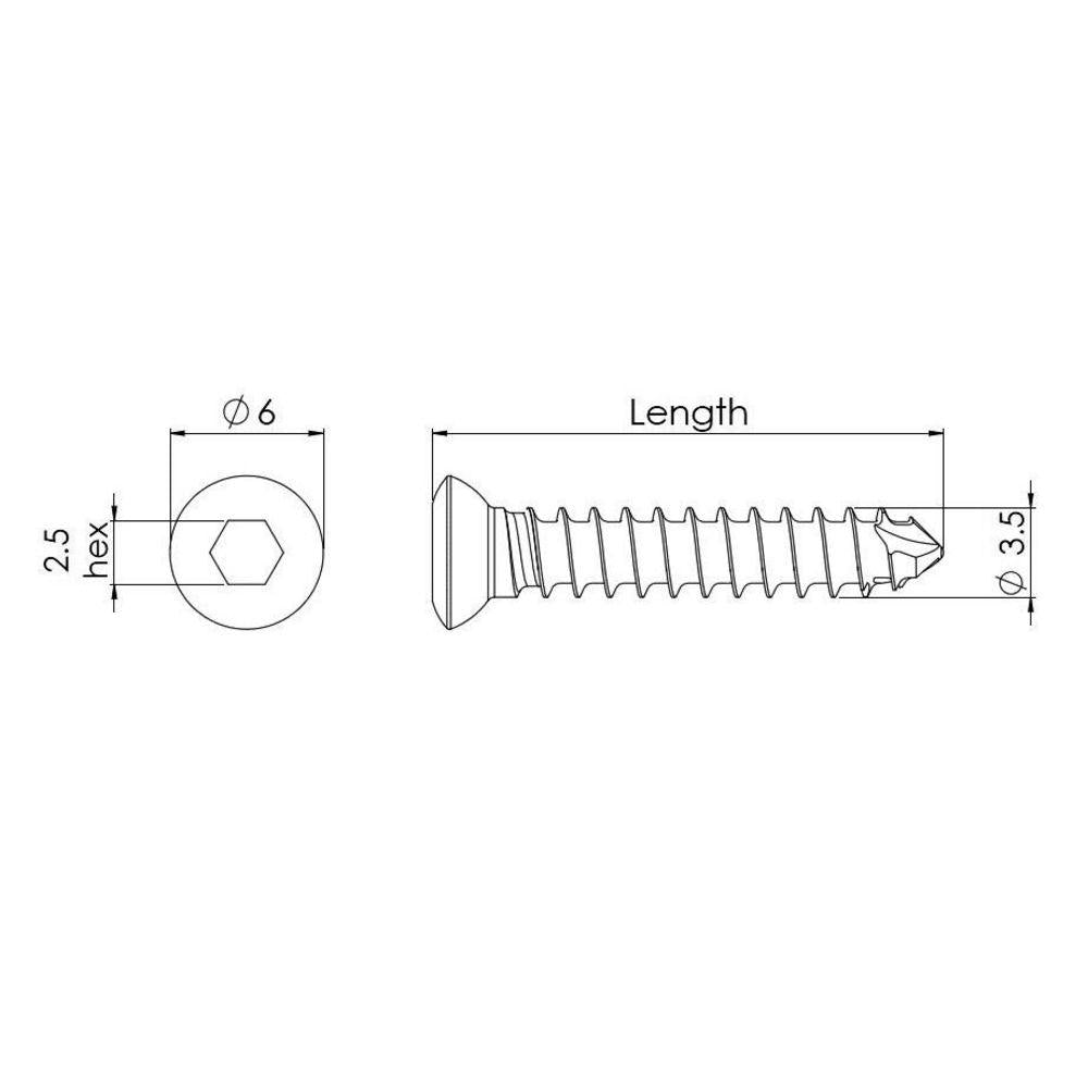 3,5 mm Kortikalisschraube selbstschn., Hex-Kopf, 24 mm lang (CSST3524)