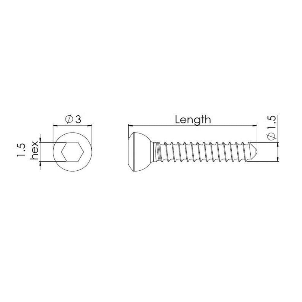1,5 mm Kortikalisschraube mit Hex-Kopf, 11 mm lang (CS1511)
