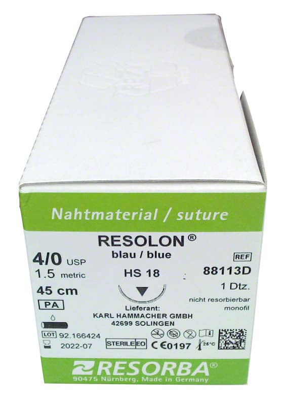 RESOLON, blau, 12 Stk, 45 cm, USP 4/0, HS18