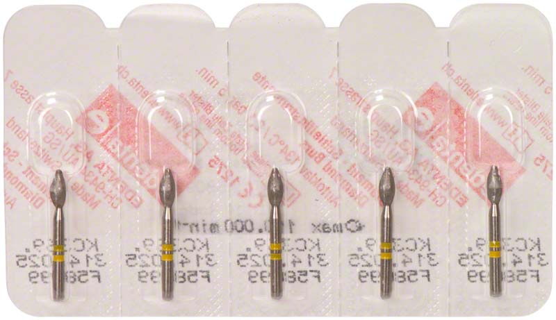 Omni K Diamantbohrer, gelb, FG, ISO 025, Fig 263, 5,5 mm, 5 Stk