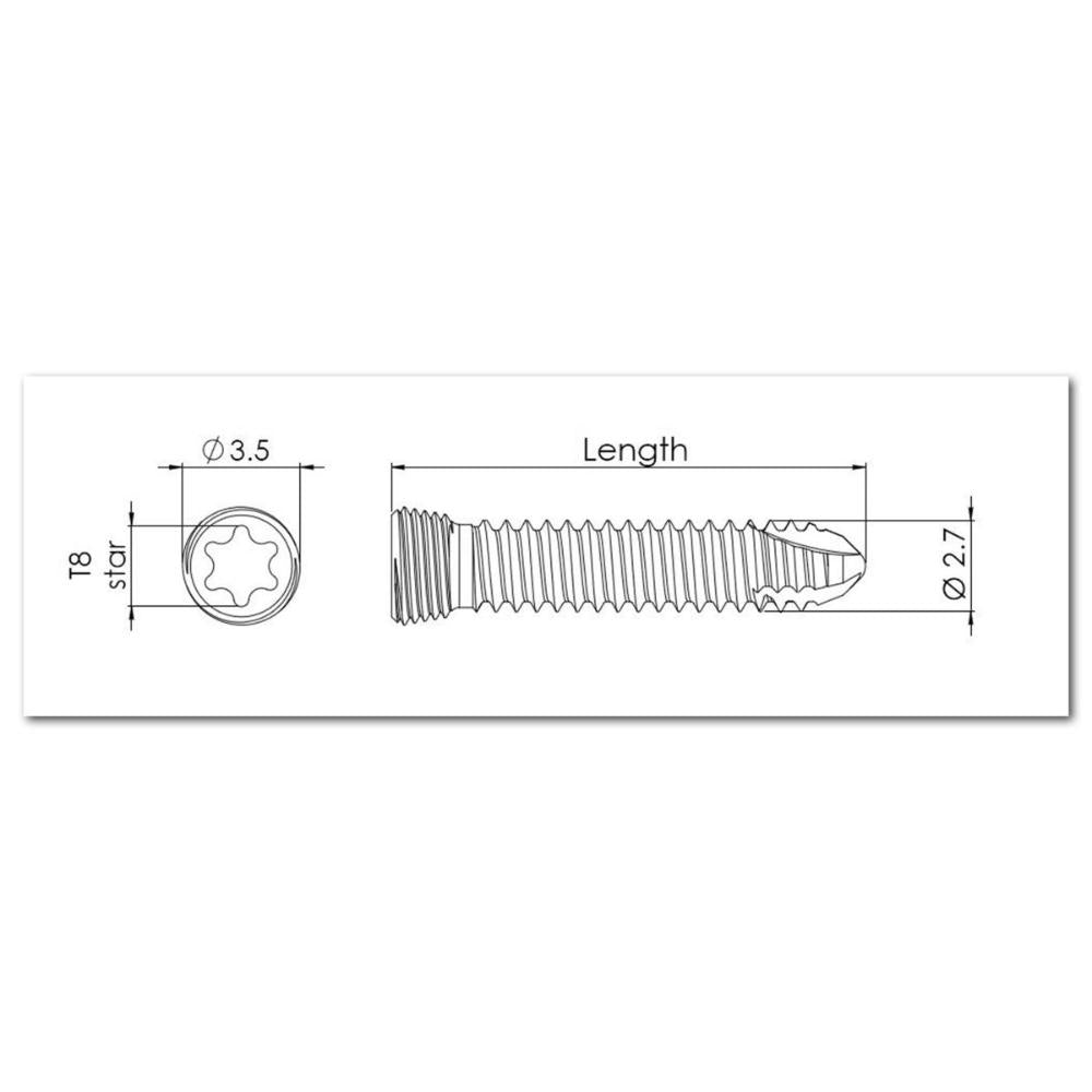 2,7 mm Lockingschraube, 2,4 mm Star-Kopf, 14 mm lang (LS2724STAR14)