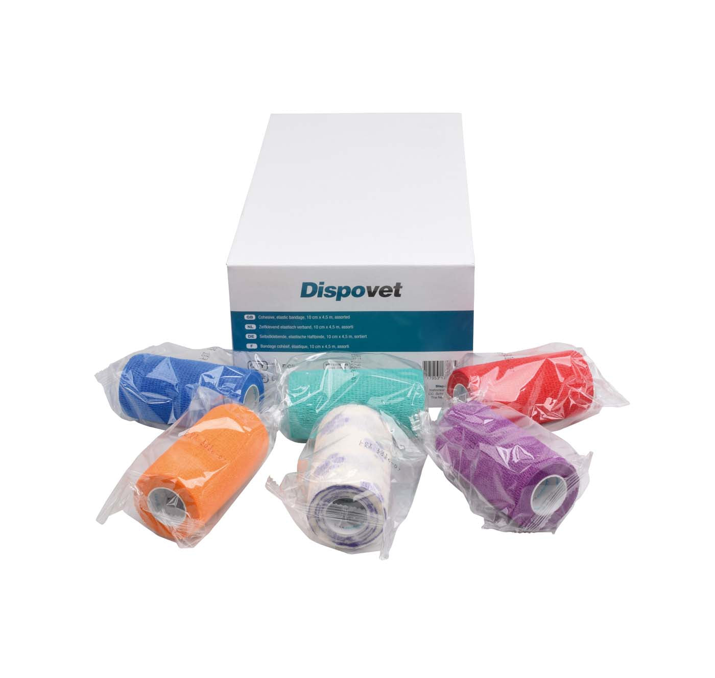 Dispovet elastische Kohesivbinden, 10 cm x 4,5 m, 18 Stk. farblich sortiert