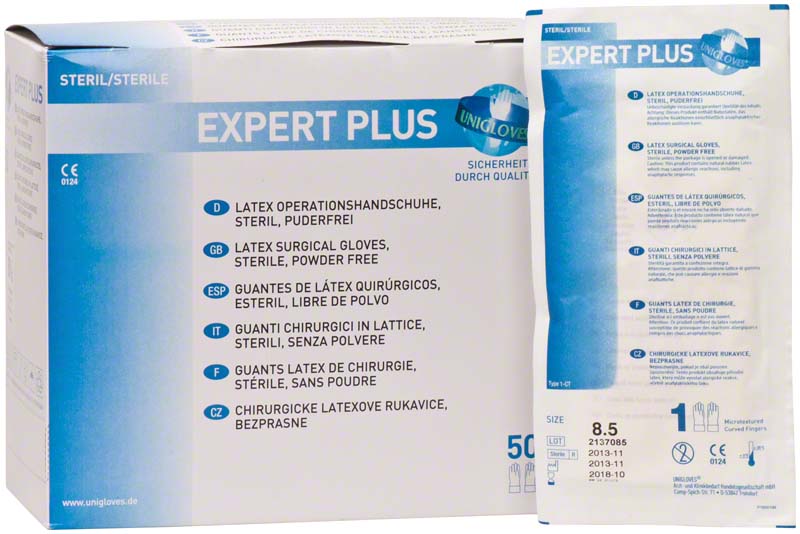 EXPERT PLUS Latex OP Handschuhe, 50 Paar, Gr. 8,5