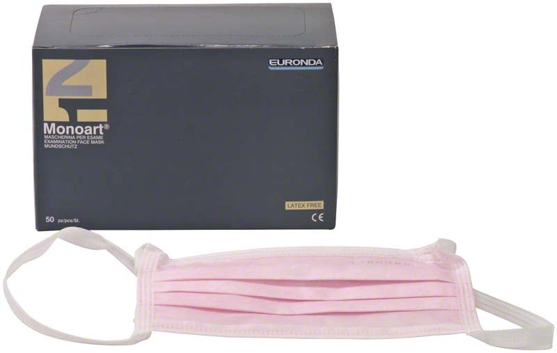 Monoart® Mund-Nasen-Schutz Protection 3, mit Bändern, 50 Stk, rosa