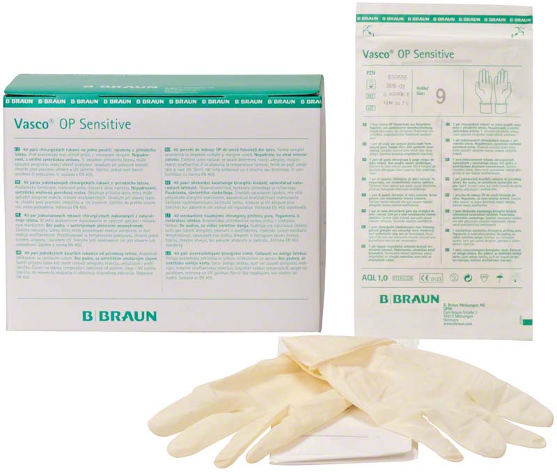 Vasco® Sensitive OP Handschuhe, Naturlatex, puderfrei, weiß, 40 Paar, Gr. 9