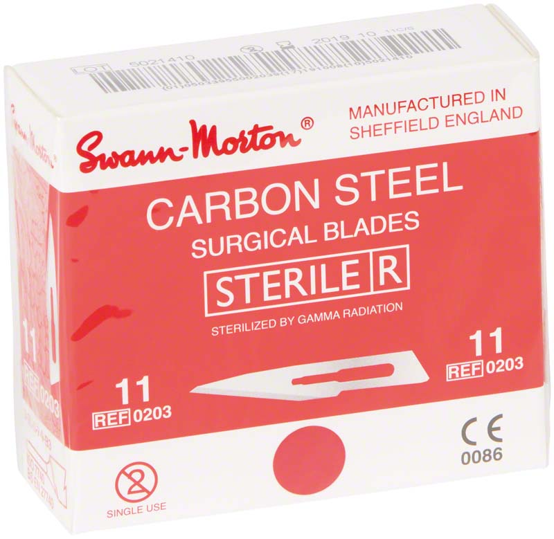 Skalpellklingen Carbon Swann, Fig. 11, Griff Nr. 3, 100 Stk steril