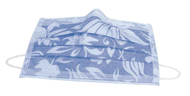 Monoart® Mund-Nasen-Schutz Flower, Gummizug, Spenderbox mit 50 Stk, blau