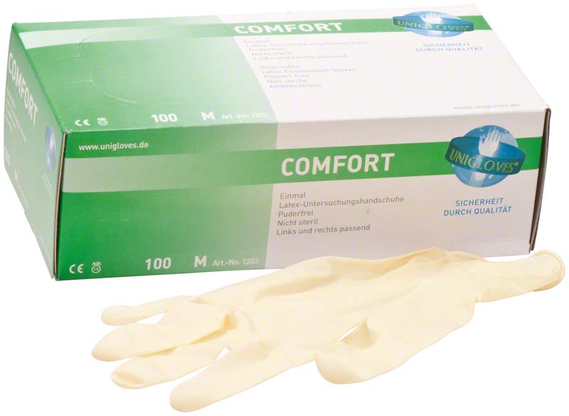 COMFORT Latex Untersuchungshandschuhe, puderfrei, 100 Stk, weiß, M