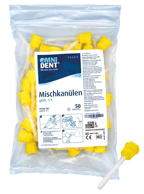 Omni Mischkanülen gelb 1:1, 50 Stk