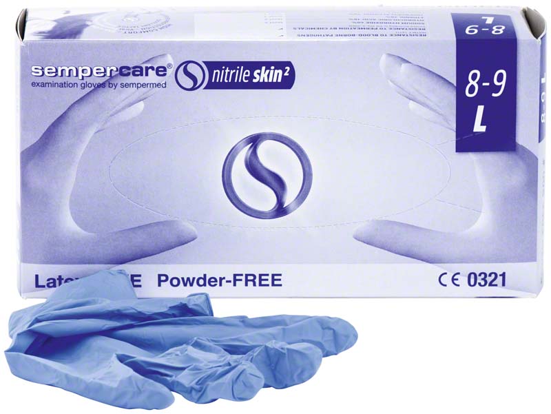 sempercare nitrile skin Nitril Untersuchungshandschuh, puderfrei, blau, L