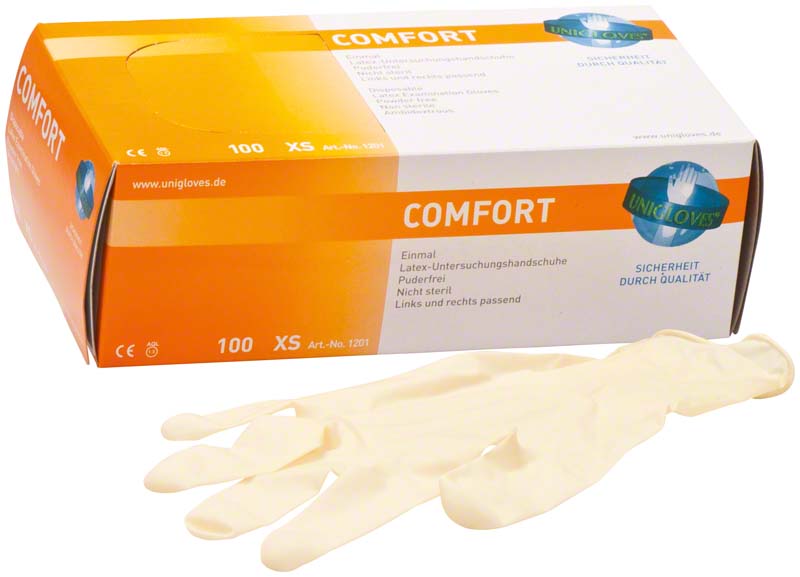 COMFORT Latex Untersuchungshandschuhe, puderfrei, 100 Stk, weiß, XS