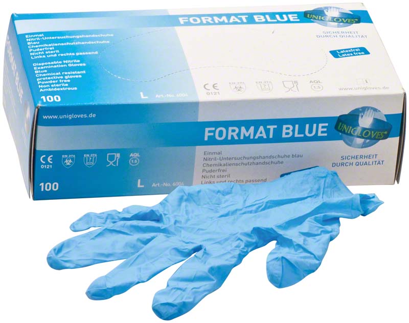 FORMAT BLUE Nitril Untersuchungshandschuhe, 100 Stk, blau, L