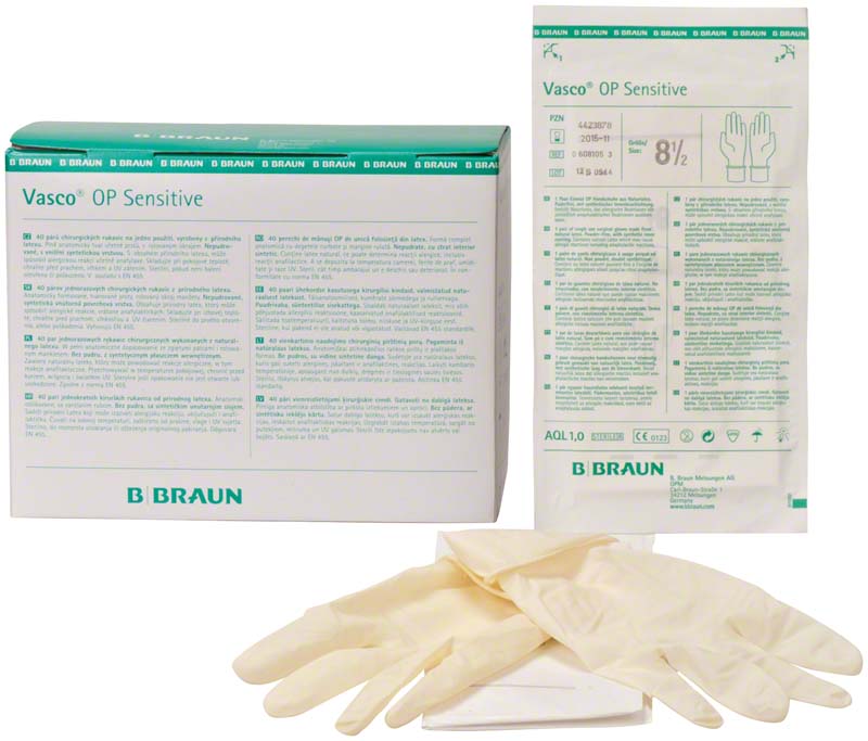 Vasco® Sensitive OP Handschuhe, Naturlatex, puderfrei, weiß, 40 Paar, Gr. 8,5