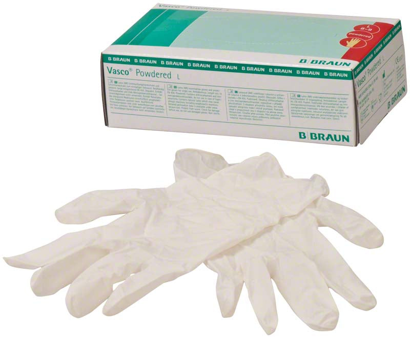 Vasco® Latex Untersuchungshandschuhe, gepudert, weiß, 100 Stk, Gr. 8-9