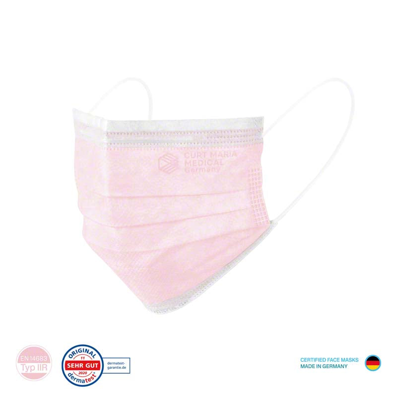 Mund Nasen Schuzt, 50 Stk, Gummizug, 3 lagig, rose