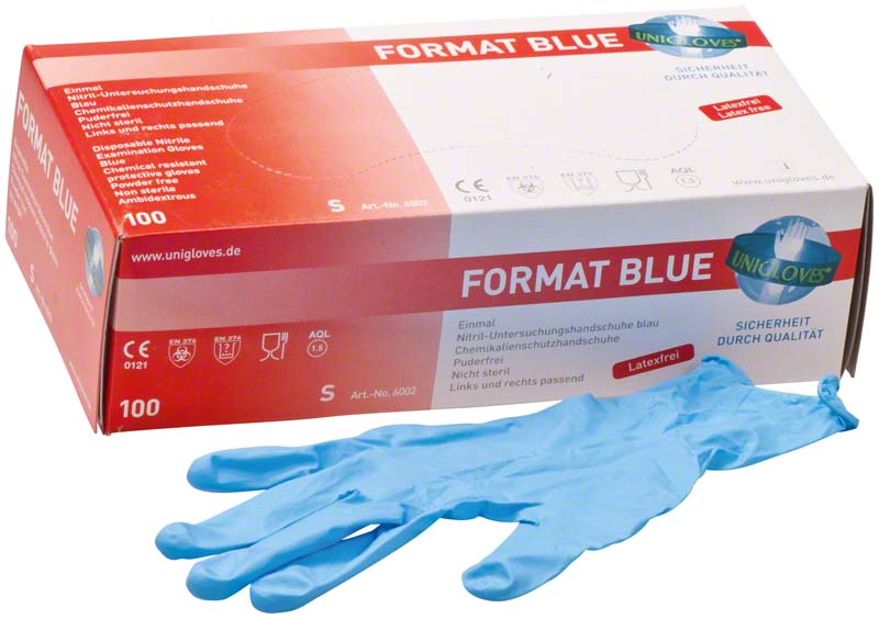 FORMAT BLUE Nitril Untersuchungshandschuhe, 100 Stk, blau, S