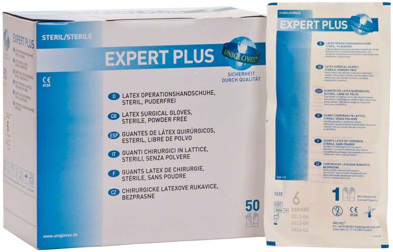 EXPERT PLUS Latex OP Handschuhe, 50 Paar, Gr. 6,5