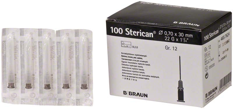 Sterican® Einmalkanüle, G22, schwarz, Ø 0,7 x 30 mm
