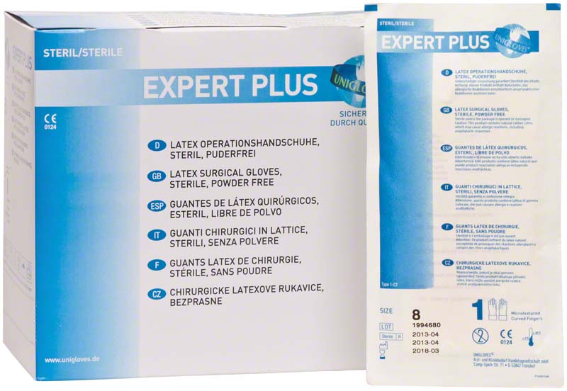 EXPERT PLUS Latex OP Handschuhe, 50 Paar, Gr. 8,5