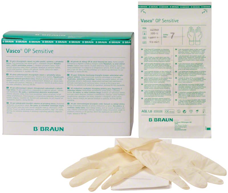 Vasco® Sensitive OP Handschuhe, Naturlatex, puderfrei, weiß, 40 Paar, Gr. 7