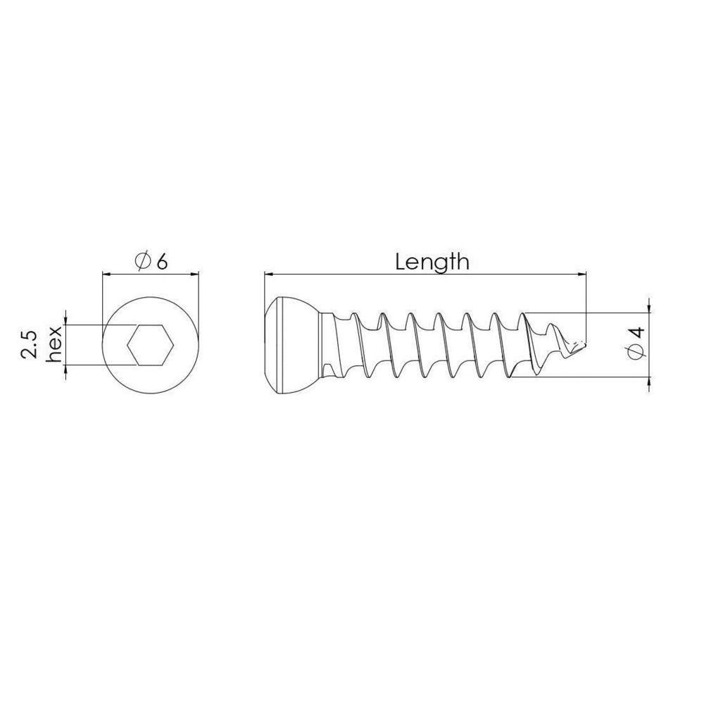 4mm Spongiosaschraube selbstschn., Vollgewinde, 35mm lang (CNF4035)