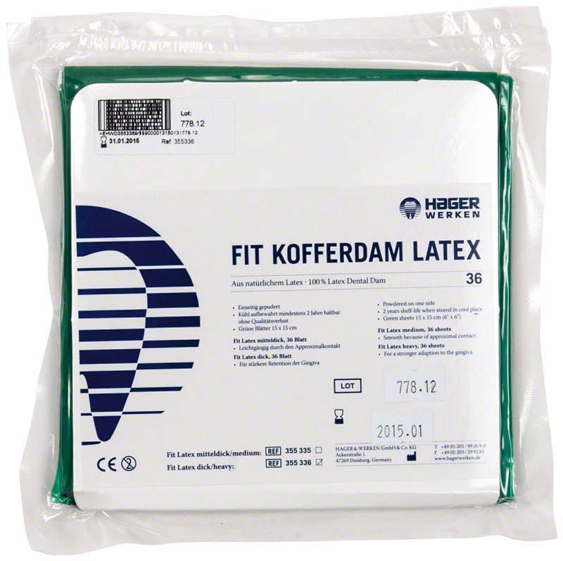 FIT Kofferdam®-Latex, 15x15 cm, 36 Stk, heavy