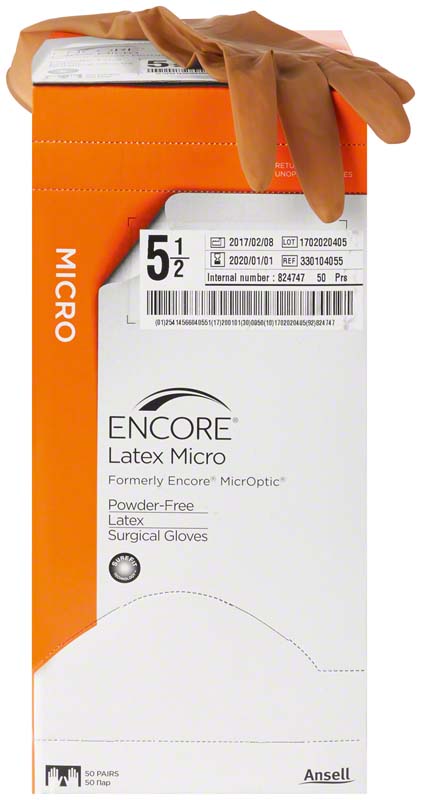 ENCORE® Latex Micro OP Handschuhe, braun, 50 Stk, Gr. 6,5