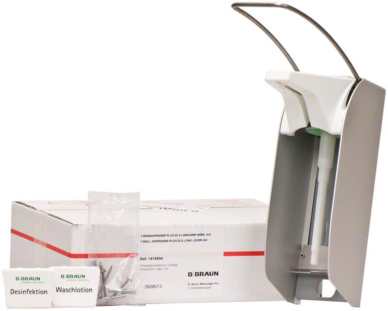 Wandspender ELS plus mit langem Armhebel, Edelstahl für 500 ml Flaschen