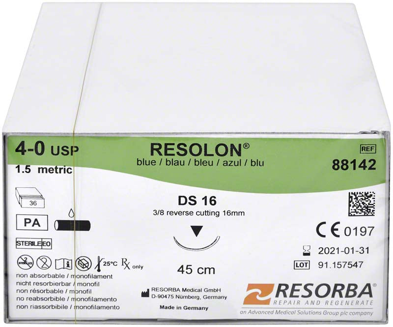 RESOLON, blau, 36 Stk, 45 cm, USP 4/0, DS16