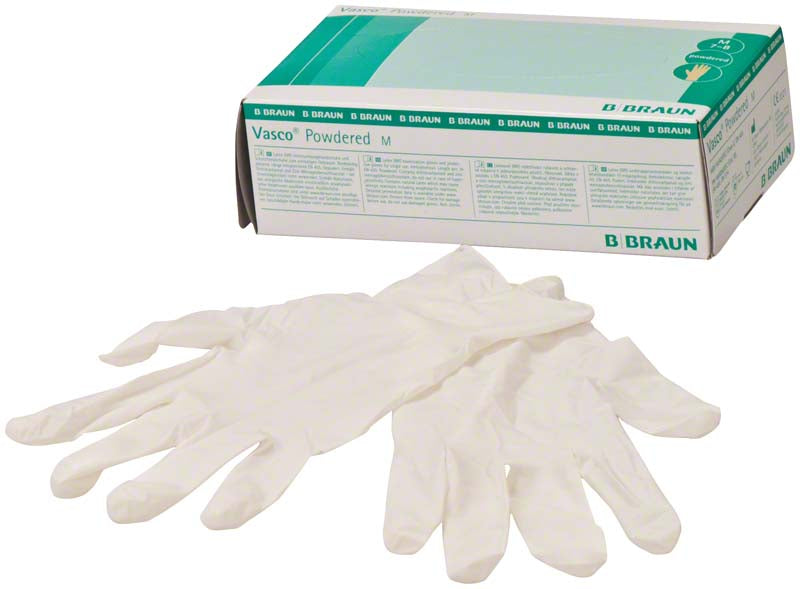 Vasco® Latex Untersuchungshandschuhe, gepudert, weiß, 100 Stk, Gr. 7-8