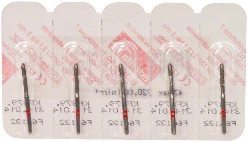 Omni K Diamantbohrer, rot, FG, ISO 014, Fig 290, 10 mm, 5 Stk