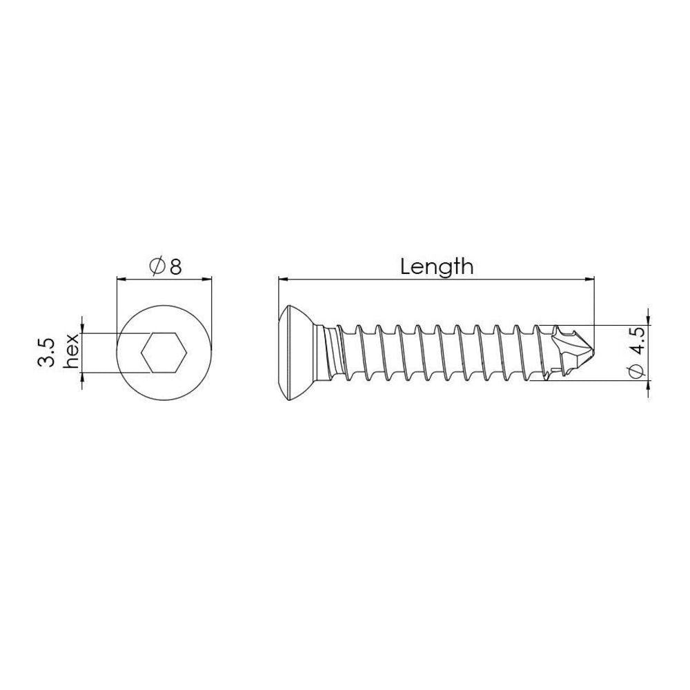 4,5mm Kortikalisschraube selbstschn., Hex-Kopf, 48mm lang (CSST4548)
